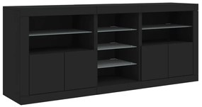 Aparador com luzes LED 181,5x37x67 cm preto