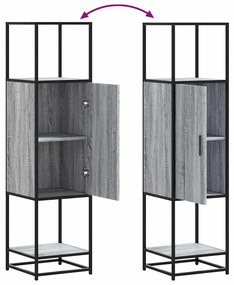Armário alto 35,5x35x139 cm madeira e metal cinza sonoma