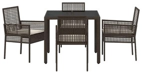Conjunto de Jantar para Jardim 5 pcs Castanho 90 x 90 x 75 cm
