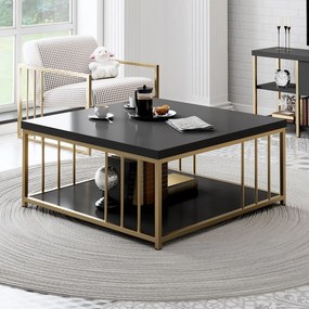 Mesa de Centro Zenn – Antracite/Gold – 90x90x40 cm