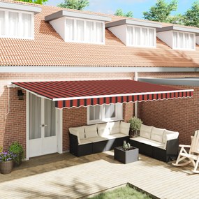 vidaXL Toldo Retrátil Manual Laranja e Castanho 500x300 cm