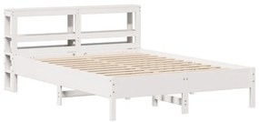 Cama sem colchão 140x190 cm madeira de pinho maciça branco