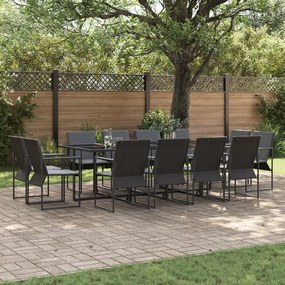 Conjunto de Jantar de Jardim com 16 Peças e Almofadas em Aço e Textilene