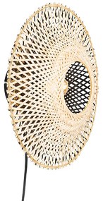 Candeeiro de parede oriental rattan 35 cm com ficha - Rina Oriental