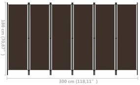 Divisória de quarto com 6 painéis 300x180 cm castanho