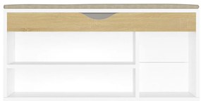 Banco sapateira + almofadão 104x30x49 cm contrap. branco/sonoma