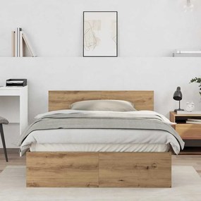 vidaXL Estrutura da Cama com cabeceira Carvalho Artesanal 120 x 190 cm