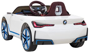 Carro elétrico para Crianças BMW I4 12V, Rodas Espuma EVA, Assento couro ecológico Branco