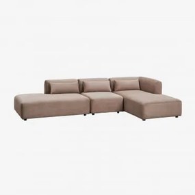 Sofá Modular Chaise Longue Direito De 3 Peças Com Divã Fogler Bombazina Castanho Camel - Sklum