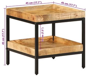 Mesa de Apoio 45x45x45 cm Madeira Sólida de Mangueira Rugosa