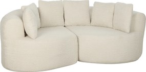 HOMCOM Sofá 3 Lugares Curvo em Chenille 188 cm, Sofá de Sala com Assento Profundo, 6 Almofadas, Enchimento Espesso, Creme | Aosom Portugal