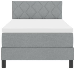 Cama Box Spring com Colchão e LED Cinza Claro 90x190 cm Tecido