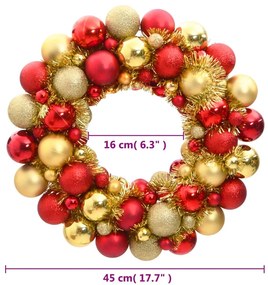 Guirlanda de Natal para Porta - Vermelho/Dourado - 45 cm - Design Mode