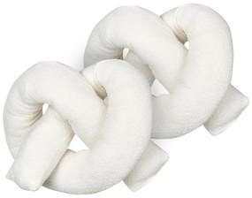 Conjunto de 2 almofadas decorativas em tecido teddy branco-creme 172 x 14 cm GLADIOLUS Beliani