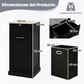 Armário para roupa suja com cesto para roupa suja e gaveta Lavandaria para casa de banho 40 x 37 x 82 cm Preto