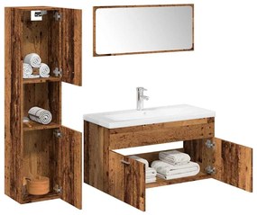 vidaXL 5 pcs conj. móveis casa banho derivados madeira madeira velha