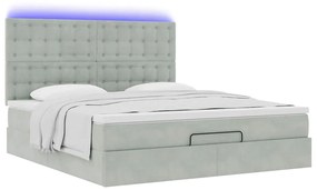 Estrutura cama otomana colchões 180x200cm veludo cinzento claro