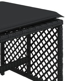 Bancos de jardim com almofadões 4 pcs 41x41x36 cm vime PE preto