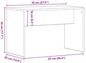 Banqueta de Toucador Carvalho Preto 70x35x45 cm Madeira de Engenharia