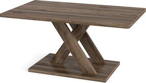 Mesa de Centro, 95 x 58 x 45 cm, Pernas Geométricas Entrecruzadas, Castanho