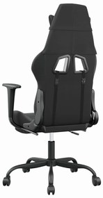 Cadeira gaming massagens c/ apoio pés couro artif. preto/cinza