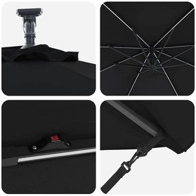 Guarda-sol de Bananeira Cantilever Preto 294 x 294 x 248 cm