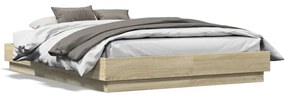 3209809 vidaXL Estrutura de cama com luzes LED 140x190 cm carvalho sonoma