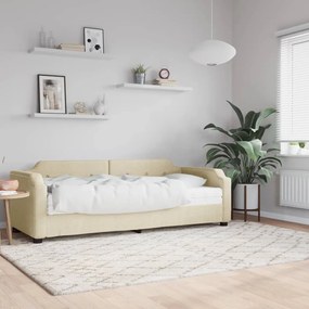 vidaXL Sofá-cama com colchão 90x200 cm tecido cor creme