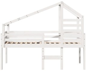 Cama alta com telhado 90x200 cm pinho maciço branco