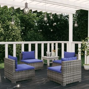 vidaXL 4 pcs conjunto lounge de jardim c/ almofadões vime PE cinzento