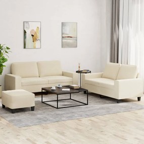 vidaXL 3 pcs conjunto de sofás tecido cor creme