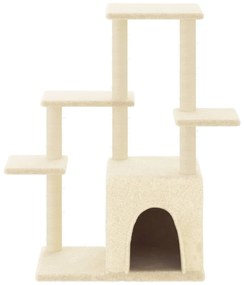 Árvore para gatos c/ postes arranhadores sisal 97,5 cm creme