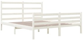 Estrutura de cama 140x190 cm pinho maciço branco