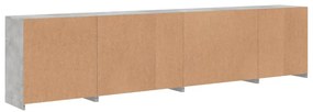 Aparador com luzes LED 283x37x67 cm cinzento cimento