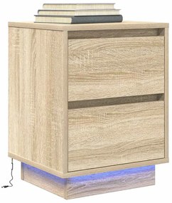 vidaXL Mesa de cabeceira com luzes LED 38x34x50 cm carvalho sonoma