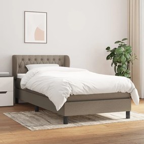 vidaXL Cama com molas/colchão 90x190 cm tecido castanho-acinzentado