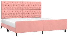 Estrutura de cama c/ cabeceira 200x200 cm veludo rosa