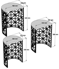 Mesas de Aninhamento Stil – Preto – 46x62x33 cm, 41x58x30 cm, 36x53x27