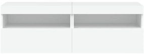 Móveis de parede p/ TV com luzes LED 2 pcs 60x30x40 cm branco