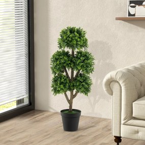 Árvore artificial de 115 cm com vaso com cimento Árvore falsa de 5 copos Decoração de escritório interior e exterior Jardim Pátio Verde