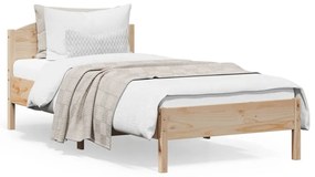 Estrutura de cama com cabeceira 90x200 cm pinho maciço