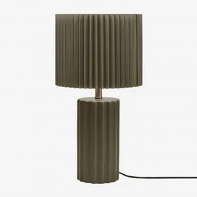 Candeeiro De Mesa Em Cerâmica E Tecido Marvila ↑45 Cm & Verde Exército - Sklum