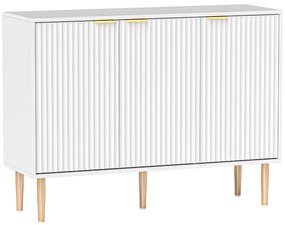 Aparador de 3 Portas Estriadas Aparador de Sala de Estar com Prateleir