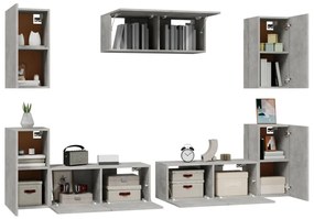 Conjunto móveis de TV 7 pcs madeira processada cinzento cimento