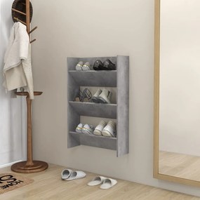 Sapateira de parede 60x18x90 cm contraplacado cinzento cimento