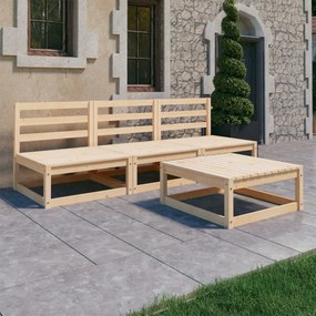 vidaXL 4 pcs conjunto lounge de jardim pinho maciço