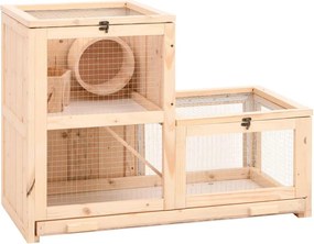vidaXL Gaiola para hamster 81x40x60 cm madeira de abeto maciça