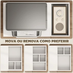 Mesa escritorio impressora com Rodas Compartimentos Superiores e Prateleiras Abertas 70x36x60 cm Branco