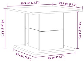 Mesa de Café Carvalho Preto 55,5x55,5x40 cm Madeira de Engenharia