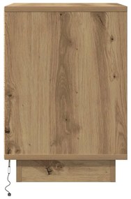 Mesas cabeceira c/ luzes LED 2pcs 38x34x50cm carvalho artesanal